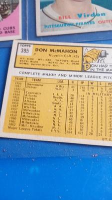 LOT 134 - NINE BASEBALL CARDS FROM THE 60'S