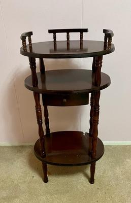 Vintage Cherry Wood 3-Tier Telephone Stand