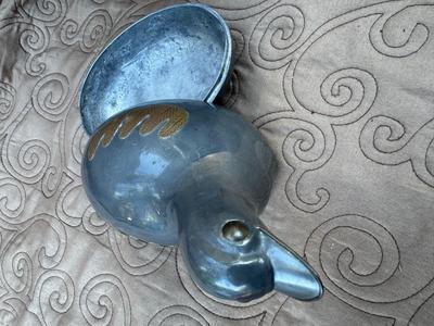 Heavy Pewter & Brass Ice Bucket & Bird Dish / Trinket Box