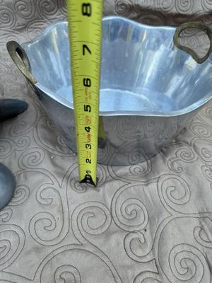 Heavy Pewter & Brass Ice Bucket & Bird Dish / Trinket Box