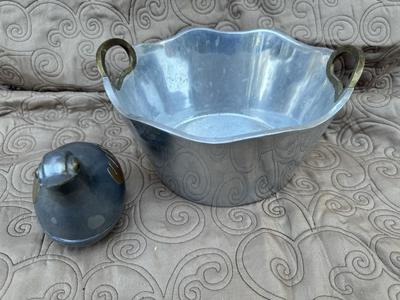 Heavy Pewter & Brass Ice Bucket & Bird Dish / Trinket Box