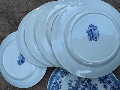 Vintage Blue Asiatic Pheasants Plates - Made in England (24 Total)