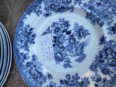 Vintage Blue Asiatic Pheasants Plates - Made in England (24 Total)