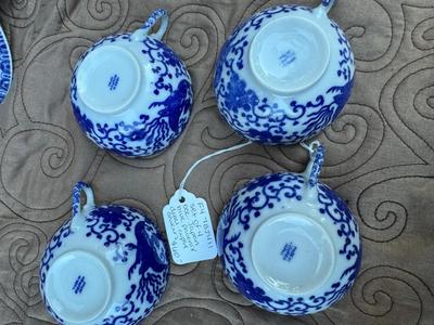 OCC Japan Blue Phoenix Demi-Cups, Saucers, 1 Shaker, 2 Bowls (11pieces)