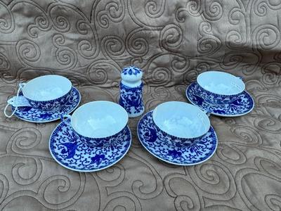 OCC Japan Blue Phoenix Demi-Cups, Saucers, 1 Shaker, 2 Bowls (11pieces)