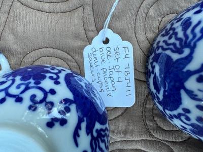 OCC Japan Blue Phoenix Demi-Cups, Saucers, 1 Shaker, 2 Bowls (11pieces)
