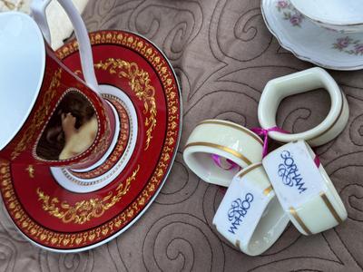 Collectibles- Cups, Saucers, Gorham Napkin Rings, Bowls