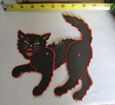 Old Cardboard USA Black Cat Die Cut