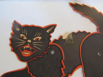 Old Cardboard USA Black Cat Die Cut