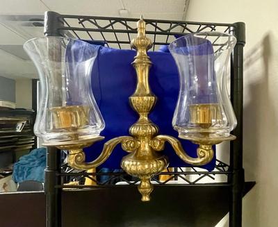 Brass Wall Mount Hurricane-Style Candle Lamps