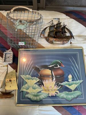 Nautical Lot; Basket, Picture, misc.