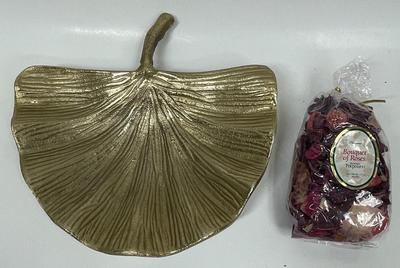 Gold Leaf Palm Frond Dish with Potpourri
