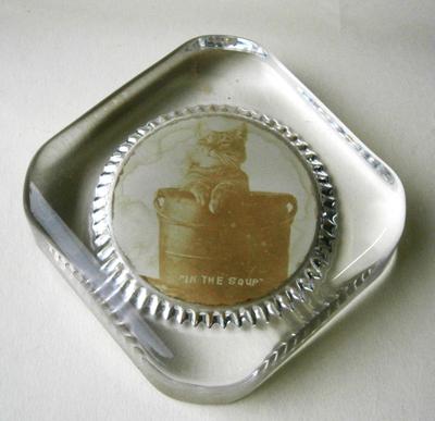 Antique Paperweight with image of Kitten