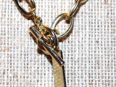 "Dana Kellin" Brand Necklace with Faceted "Gold" Hexagon Accents on a (Wrap-Around) Gold Tone Chain 38" L