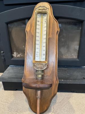 VTG WEKSLER Industrial Thermometer NYC w/ Custom Wall Mount