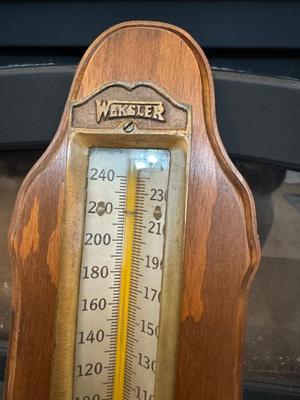 VTG WEKSLER Industrial Thermometer NYC w/ Custom Wall Mount