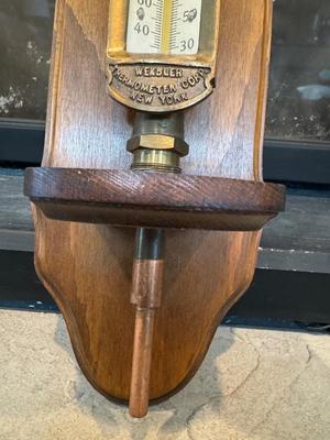 VTG WEKSLER Industrial Thermometer NYC w/ Custom Wall Mount
