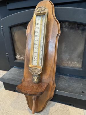 VTG WEKSLER Industrial Thermometer NYC w/ Custom Wall Mount