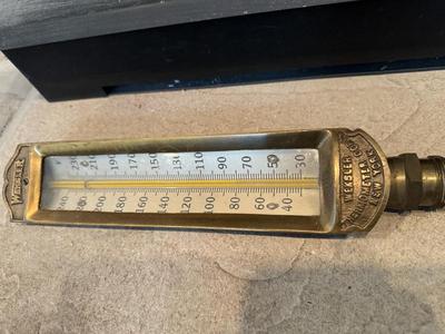 VTG WEKSLER Industrial Thermometer NYC w/ Custom Wall Mount