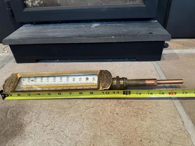 VTG WEKSLER Industrial Thermometer NYC w/ Custom Wall Mount