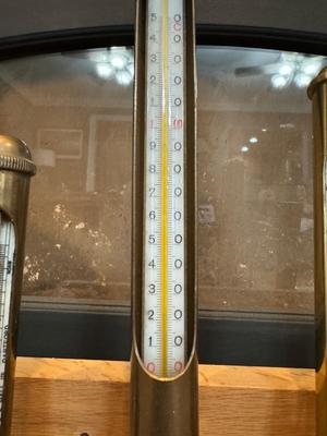 Four Thermometers with Custom Wood Mount (J&E Hall Ltd Dartford / Arthur H Thomas Co. & two others)