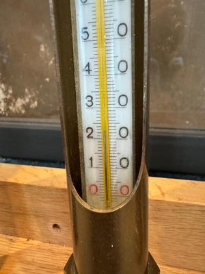 Four Thermometers with Custom Wood Mount (J&E Hall Ltd Dartford / Arthur H Thomas Co. & two others)