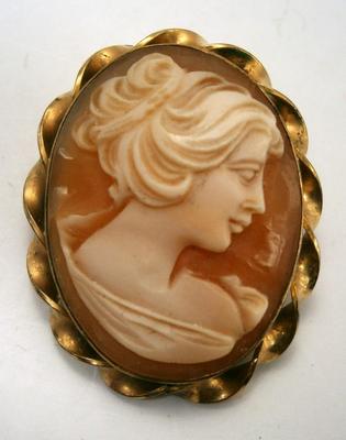 Vintage Shell Cameo Pin Brooch