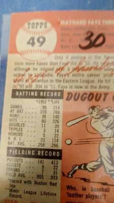 LOT 178 EARLY THRONEBERRY BASEBALL CARD