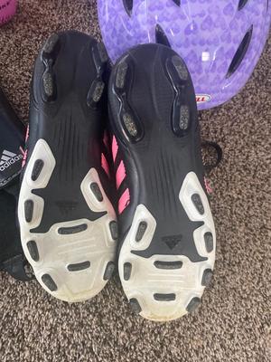 ADIDAS CLEATS & SHIN GUARDS, WILSON SIZE 3 SOCCER BALL AND MORE!