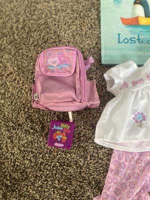 AMERICAN GIRL BITTY BABY SLEEPING BAG WITH MATCHING OUTFIT AND BACKPACK