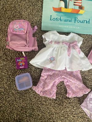 AMERICAN GIRL BITTY BABY SLEEPING BAG WITH MATCHING OUTFIT AND BACKPACK