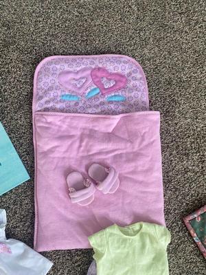 AMERICAN GIRL BITTY BABY SLEEPING BAG WITH MATCHING OUTFIT AND BACKPACK