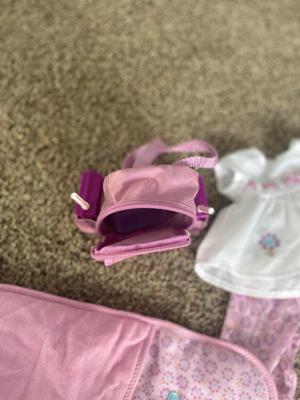 AMERICAN GIRL BITTY BABY SLEEPING BAG WITH MATCHING OUTFIT AND BACKPACK