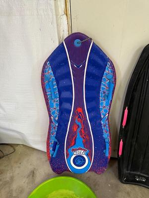 SNOW SLEDS AND HELMETS