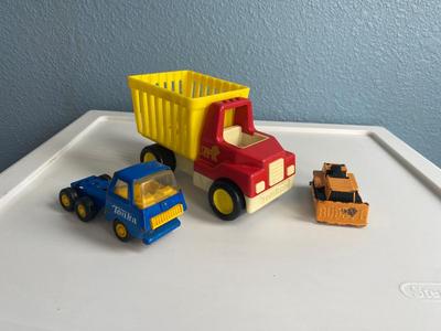 TONKA TRUCKS AND A BUDDY L DOZER