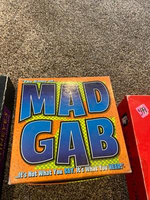MAD GAB, SCATTERGORIES, OUTBURST, SCRUTINEYES, & BALDERDASH