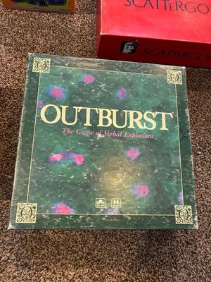 MAD GAB, SCATTERGORIES, OUTBURST, SCRUTINEYES, & BALDERDASH