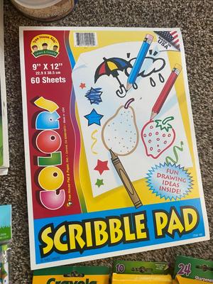 REALLY NEAT VINTAGE LETTERS AND NUMBERS BOARD + CRAYONS, MARKERS, SCRIBBLE PAD, COLORING BOOKS & MORE!