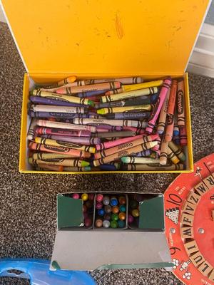REALLY NEAT VINTAGE LETTERS AND NUMBERS BOARD + CRAYONS, MARKERS, SCRIBBLE PAD, COLORING BOOKS & MORE!