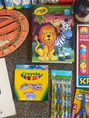 REALLY NEAT VINTAGE LETTERS AND NUMBERS BOARD + CRAYONS, MARKERS, SCRIBBLE PAD, COLORING BOOKS & MORE!
