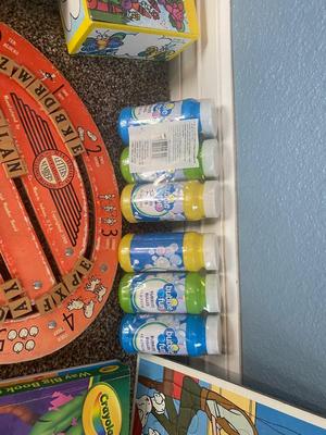 REALLY NEAT VINTAGE LETTERS AND NUMBERS BOARD + CRAYONS, MARKERS, SCRIBBLE PAD, COLORING BOOKS & MORE!