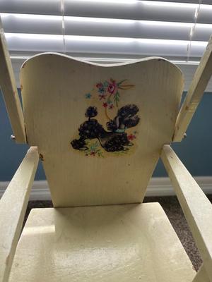 VINTAGE HIGH CHAIR AND CABBAGE PATCH DOLL