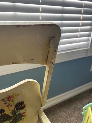 VINTAGE HIGH CHAIR AND CABBAGE PATCH DOLL