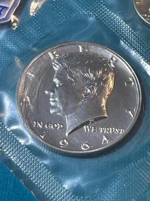1964 U.S. Proof Set W/Accented Hair Kennedy Half Dollar as Pictured.