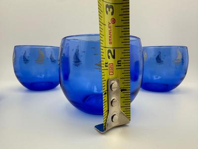 Vintage Hazel Atlas Sailboat Roly Poly Glasses - Set of (5)