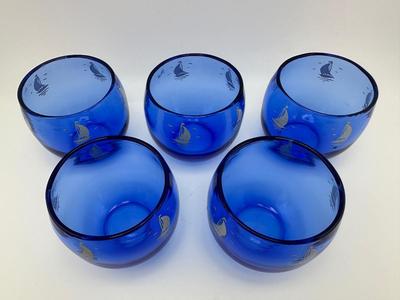 Vintage Hazel Atlas Sailboat Roly Poly Glasses - Set of (5)