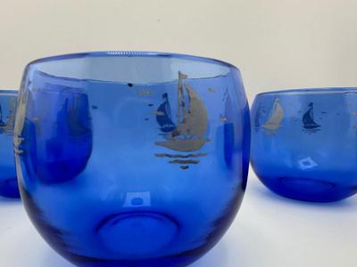 Vintage Hazel Atlas Sailboat Roly Poly Glasses - Set of (5)