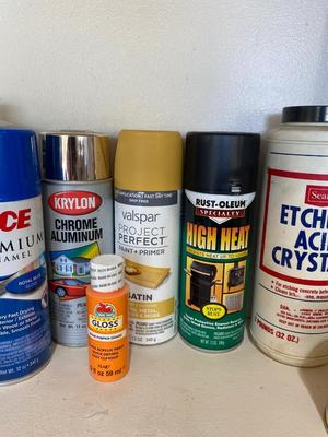 SPRAY PAINT, WOOD STAINS, CONCRETE ETCHING ACID CRYSTAL
