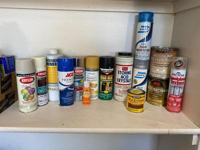 SPRAY PAINT, WOOD STAINS, CONCRETE ETCHING ACID CRYSTAL
