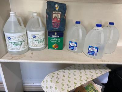 DISTILLED WATER, WHITE VINEGAR, CANNING SALT AND ROCK SALT